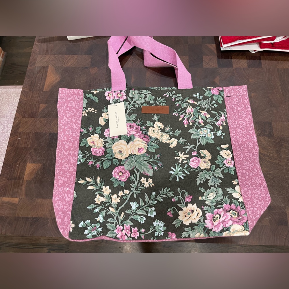 Laura Ashley canvas market tote - Serene Dream floral print - NEW!